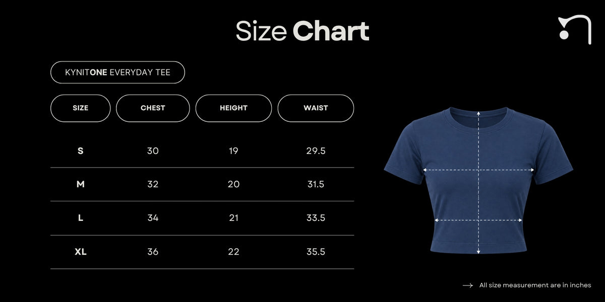 Size Chart for KynitOne™ Everyday Tshirt